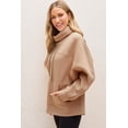 thumbnail image 4 of Plusashion Elegant French Beige Turtleneck Sweatshirt - Dolman Sleeves, Drawstring, Versatile Fit!, 4 of 8