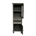thumbnail image 6 of AENKYO 59" Tall Farmhouse Storage Cabinet, Rustic Wood Accent Chest w/ Reeded Glass Door & 2 Drawers, Antique Gray, 6 of 8