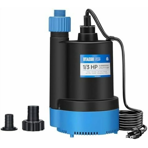 1/3 HP Submersible Water Pump 2400GPH Small Sump Pump Thermoplastic Electric Portable Transfer Utility Pump Clean for Swimming Pool Basement Garden Pond