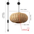 thumbnail image 5 of Injak Plug in Cord Bamboo Pendant Light for Kitchen Island, Modern Rattan Ceiling Hanging Wicker Lamp, Basket Chandelier Wall Light Fixture for Living Room Dining Room Restaurant (Pumpkin Lampshape), 5 of 7