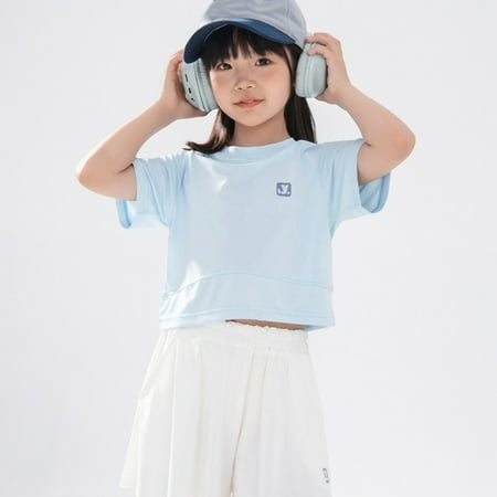 Big Girls Pants Set Outfits Set Short Sleeve Matching Sets Summer Casual Training Suit Suitable Loose Top Skirt Pants Quick Drying Sportswear Set Suitable For Daily Wear Light Blue 11-12 Years