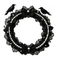 thumbnail image 2 of Guirnalda de Halloween, decoraciones de Halloween, regalos de Halloween, corona gótica de encaje negro con perla de cuervo, decoración espeluznante y elegante, anillo colgante de perla de cuervo gótic, 2 of 9