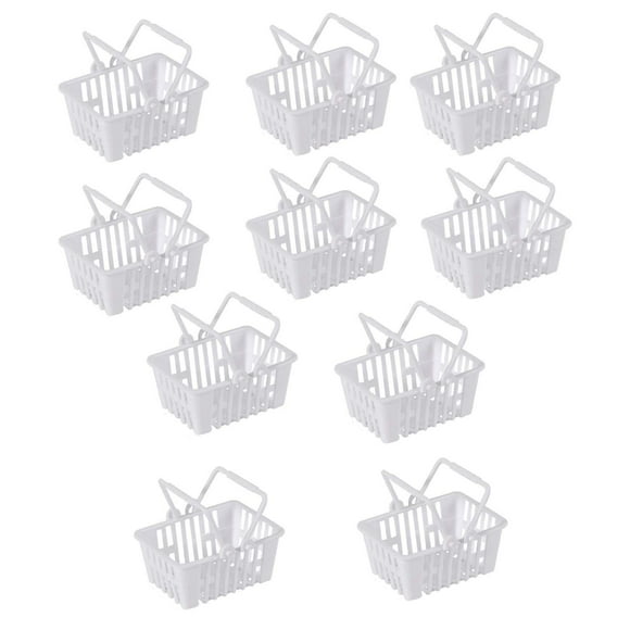 Milaget 10 Pieces Miniature Basket Doll Picnic Basket 1/12 Tiny Baskets Model Decoration White