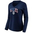 thumbnail image 2 of Women's Navy New York Knicks Banner Wave V-Neck Long Sleeve T-Shirt, 2 of 3