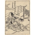 thumbnail image 2 of Sukenobu Ishigawa 14x18 Gold Ornate Wood Frame and Double Matted Museum Art Print Titled - Gazing at the Moon (1750), 2 of 4