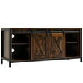 thumbnail image 1 of HOMCOM Table Télé Meuble Télé avec Rangement et Porte de Grange Brun, 1 of 10