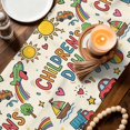 thumbnail image 3 of Colorful Children's Day Table Runner 90 Inches, Car Tree Stars Modern Abstract Art Bed Runner Dresser Scarves Tabletop for Indoor Outdoor Parties/Ceremony/Banquet, 13" x 90", 3 of 9