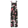 thumbnail image 6 of Summer Jumpsuit Women Casual Tie Strap Floral Print Long Romper with Pocket High Waist Wide Leg Slimming Patio Outfits, Multicolor, XL, 6 of 7