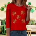 thumbnail image 6 of felwors St Patty's Day Shirt Women 2025 Casual Plus Size 3/4 Sleeve Irish Clover Shirts Funny Saint Patrick's Tunic Tops (Red, M), 6 of 7
