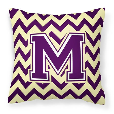  Letter M Chevron Purple and Gold Fabric Decorative Pillow 