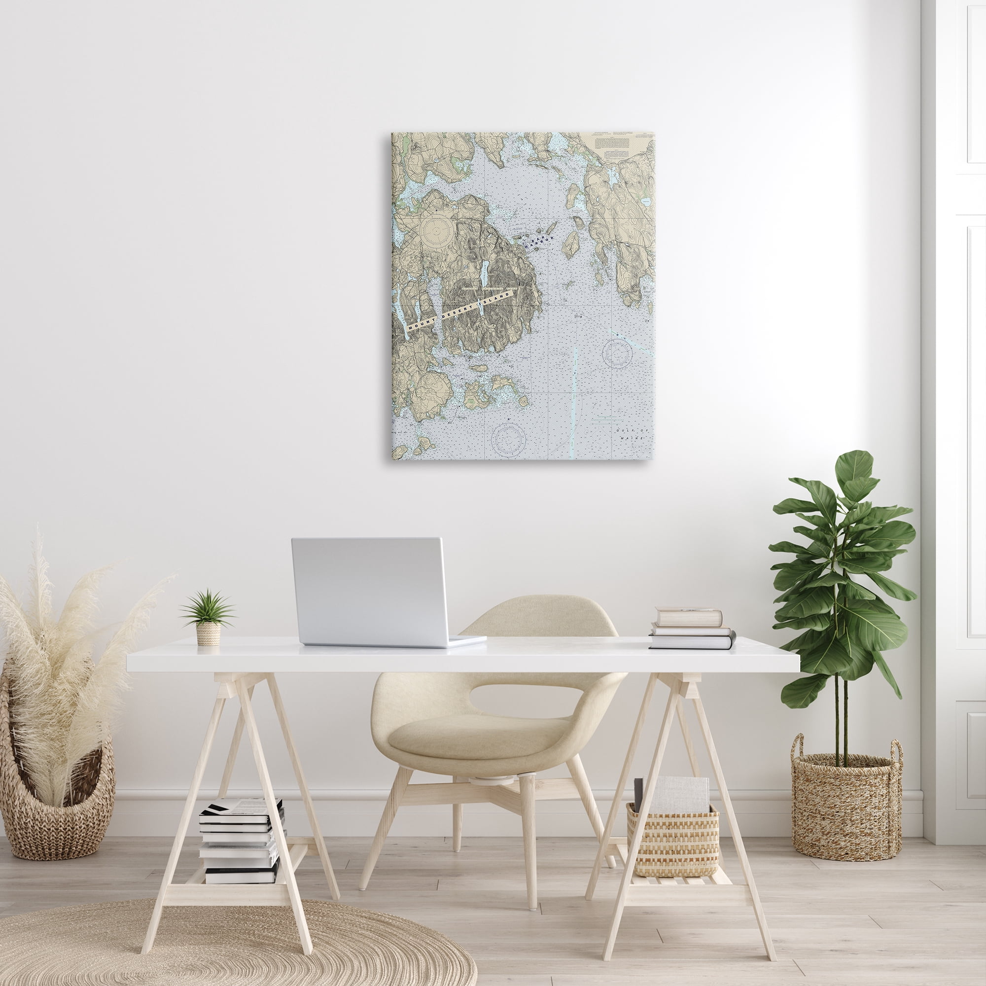 Stupell Industries Mount Desert Island Maine Coastal Map Traditional Cartography, 30 x 40, Designed by Daphne Polselli