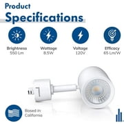 Hyperikon LED Track Head Lighting, H-Type Integrated Track Light, 8.5W50W, Daylight White, Energy Star, 4 Pack