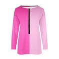 thumbnail image 4 of ATOYSOY Women's Half Zipper Sweatshirts Outwear Loose Tops Color Block Pullover Workout Retro Casual Shirts Long Sleeve Tees Fall Winter Fashion Pink S, 4 of 5