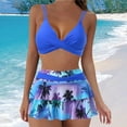 thumbnail image 2 of Swimsuits for Women Woman Large Separate Dress Style Briefs Ruffle Printed Bikini Blue Womens Bathing Suits L, 2 of 6