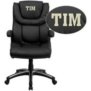 Flash Furniture Personalized High Back Black LeatherSoft Executive Swivel Office Chair with Double Layered Headrest and Open Arms