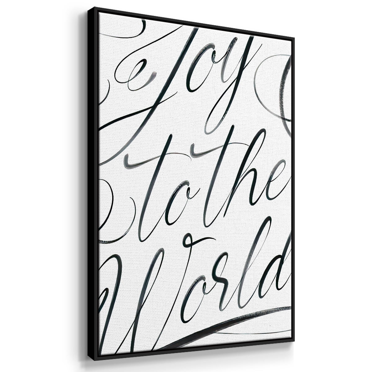 Joy To The World - Framed Gallery Wrapped Holiday Canvas - 27 x 41 - Black Frame