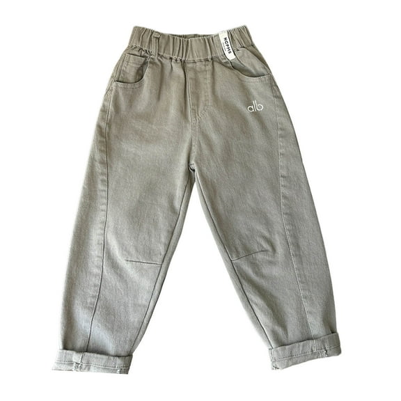 SonxaHe Boys' Pants Stretch Waist Straight Leg Active Trousers Child School Stylish Autumn Pants Green,Sized 18-24 M