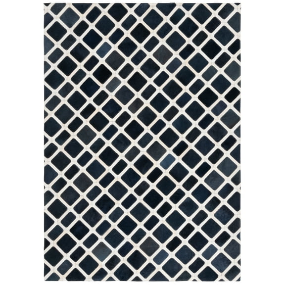 SAFAVIEH Studio Leather Tokora Geometric Area Rug, Black/Ivory, 8' x 10'