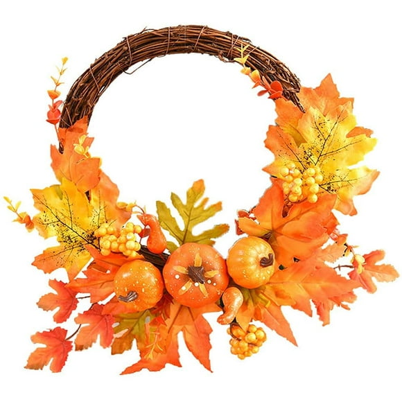 Christmas Halloween Fall Artificial Maple Leaf Pumpkin Front Door Garland