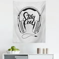 thumbnail image 1 of Stay Cool Tapestry, Hand Written Looking Stay Cool Words Between Headphones Music Print, Fabric Wall Hanging Decor for Bedroom Living Room Dorm, 5 Sizes, Pale Grey Charcoal Grey, by Ambesonne, 1 of 1