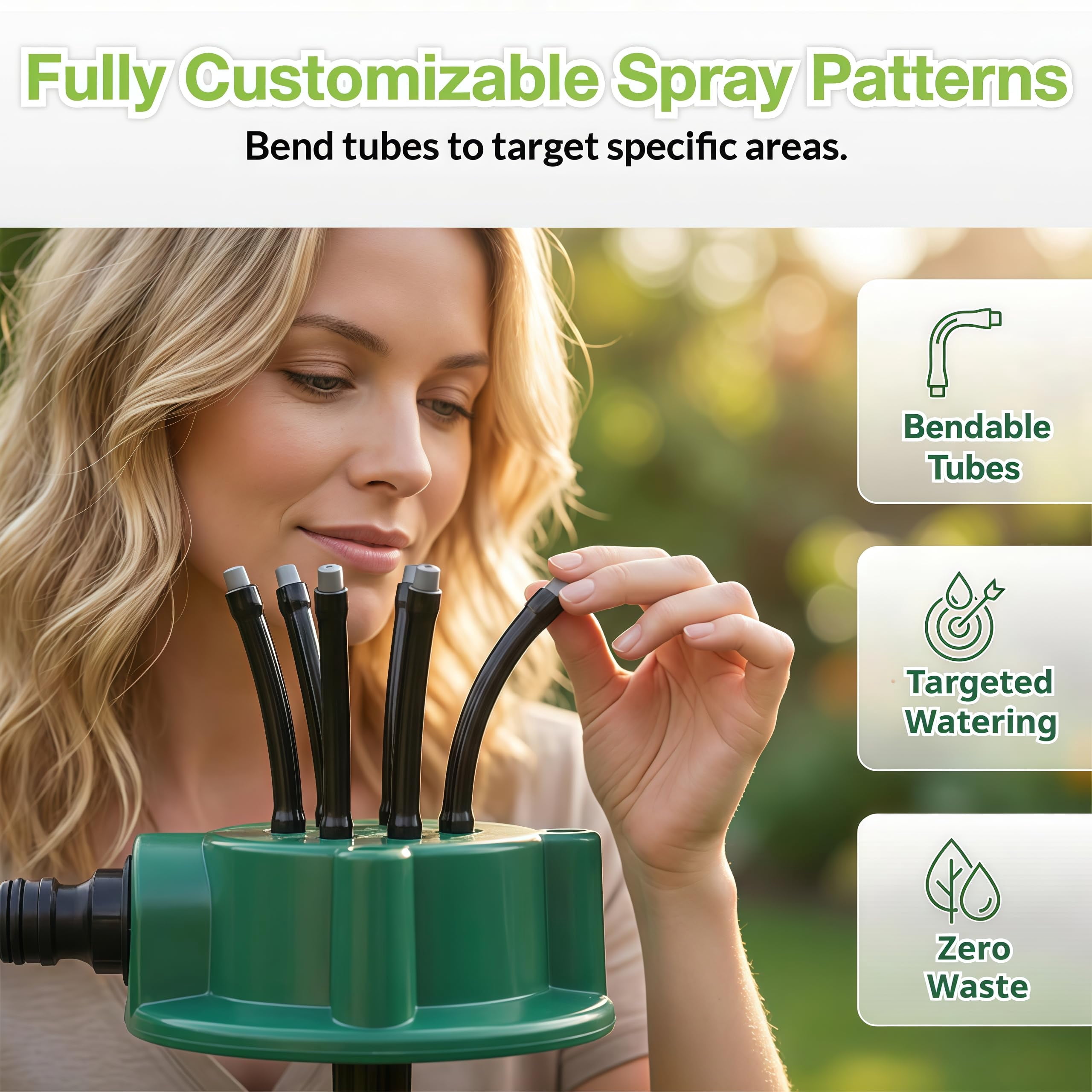 360° Multi-Directional Lawn Sprinkler, Flexible 12-Nozzle Garden Water Sprinkler for Yard, Grass & Kids Play