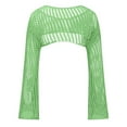 thumbnail image 4 of Ltctricy Women's Crochet Crop Tops Long Sleeve Boat Neck Hollow out See Through Cover Ups Knit Shrug Sweaters(Green,X-Large), 4 of 5