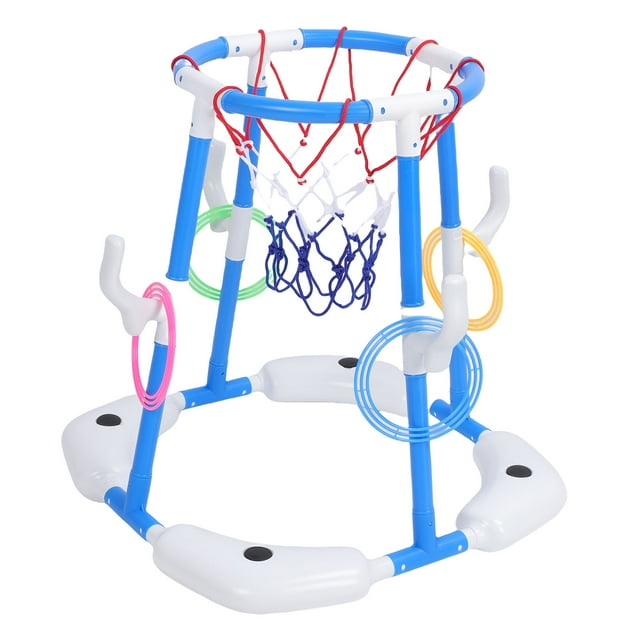 Panier de Basketball Flottant, Panier de Basketball pour Piscine 2 en 1 pour Extérieur Bleu, Rouge