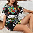 thumbnail image 4 of Fotbe I Love With Autism Conjunto de Pijama Estampado para Mujer, 2 Piezas, Ropa de Dormir con Camiseta de Manga Corta y Shorts Suaves-3X-Large, 4 of 6