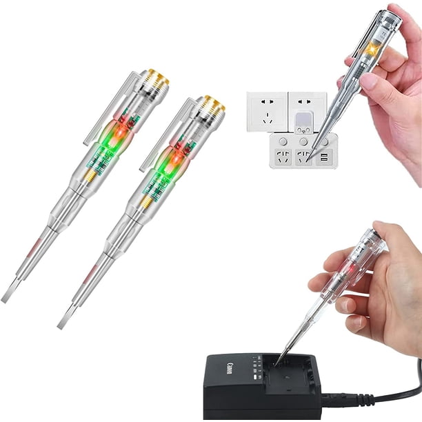 (2 uds) bolígrafo probador eléctrico sensible, bolígrafo probador de circuito eléctrico portátil, bolígrafo de medición de electricidad a prueba de agua de 70-250V