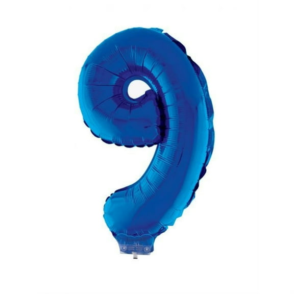 Balloon-Foil on Stick-Number 9-16" Blue