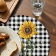 thumbnail image 3 of Sunflowers Round 13 Inch Placemats Set of 4, Spring Summer Bees Floral Black Plaid HeatResistant Non Slip Place Mats for Dining Table, Wipeable Braided Kitchen Table Mats for Housewarming, 3 of 9