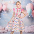 thumbnail image 4 of Sunny Fashion Girls Dress Vintage Floral Ruffle Flutter Sleeve Sundress Summer Cotton 6 Years, 4 of 8