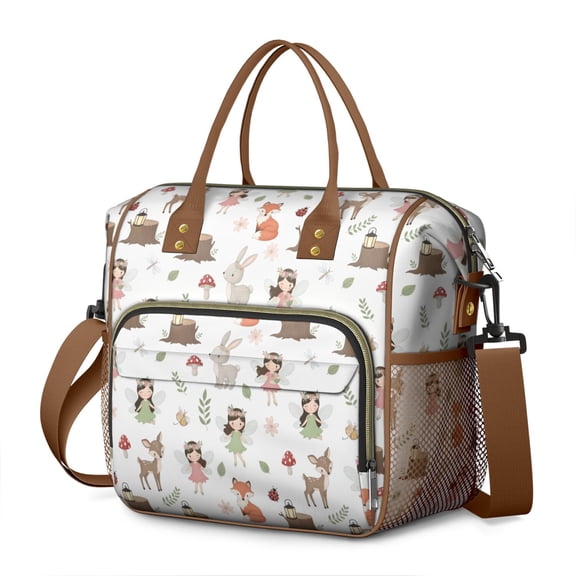 White Forest Fairy Pattern Womens Lunch Box for Work,Insulated Large Lunch Bag for Tween and Teen,Loncheras Para Mujer,Leakproof Adult Lunch Bag for Work,Beach,Travel,Picnic,Camping