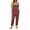 Red, variant on Lenpel Overalls for Women Lounge Sleeveless Adjustable Button Strap Tapered Rompers Casual Loose Vintage Jumpsuits with Pockets