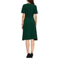 thumbnail image 3 of INSPIRE CHIC Women's Tweed Trim Dress with Pockets V Neck Short Sleeve A-Line Dress XL Dark Green, 3 of 4