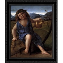 Young Bacchus 20x24 Black Ornate Wood Framed Canvas Art by Bellini, Giovanni