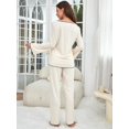 thumbnail image 2 of ebukurty Pajamas for Women Sets 2 Piece Beige Long Sleeve Cotton Soft Sleepwear Set, Sizes S/L-XL, 2 of 7