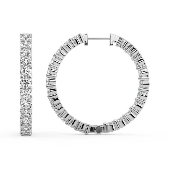 Lab Diamond Hoop Earring | 1 Carat IGI Certified Round Shape Meara Hoop Earrings | 14K White Gold | Prong Setting | FG-VS1-VS2 Quality | Friendly Diamonds