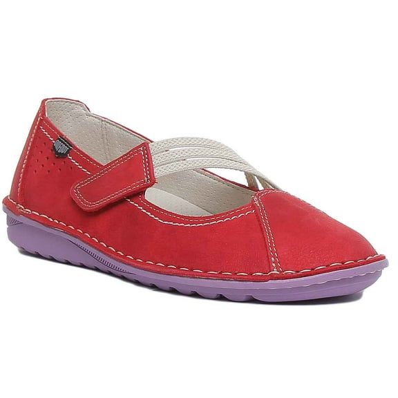 On Foot Francesita Women's 3 Strap Hook And Loop Shoes In Red Size 5.5