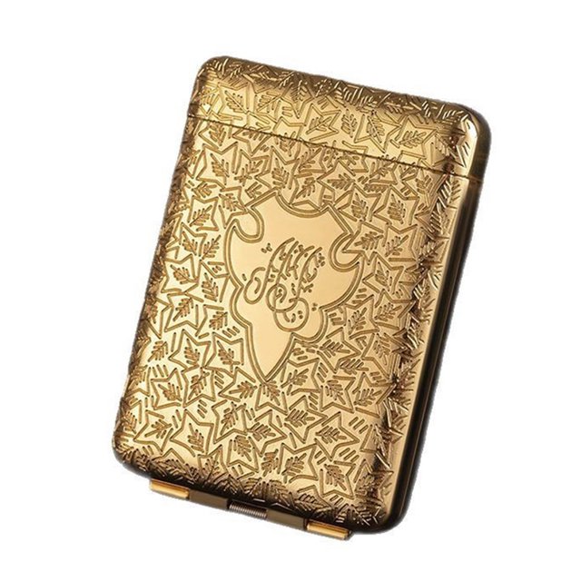 Estuche Cigarros Vintage Cigarrillo Aleación Zinc para Hombres Mujeres (oro Corto)