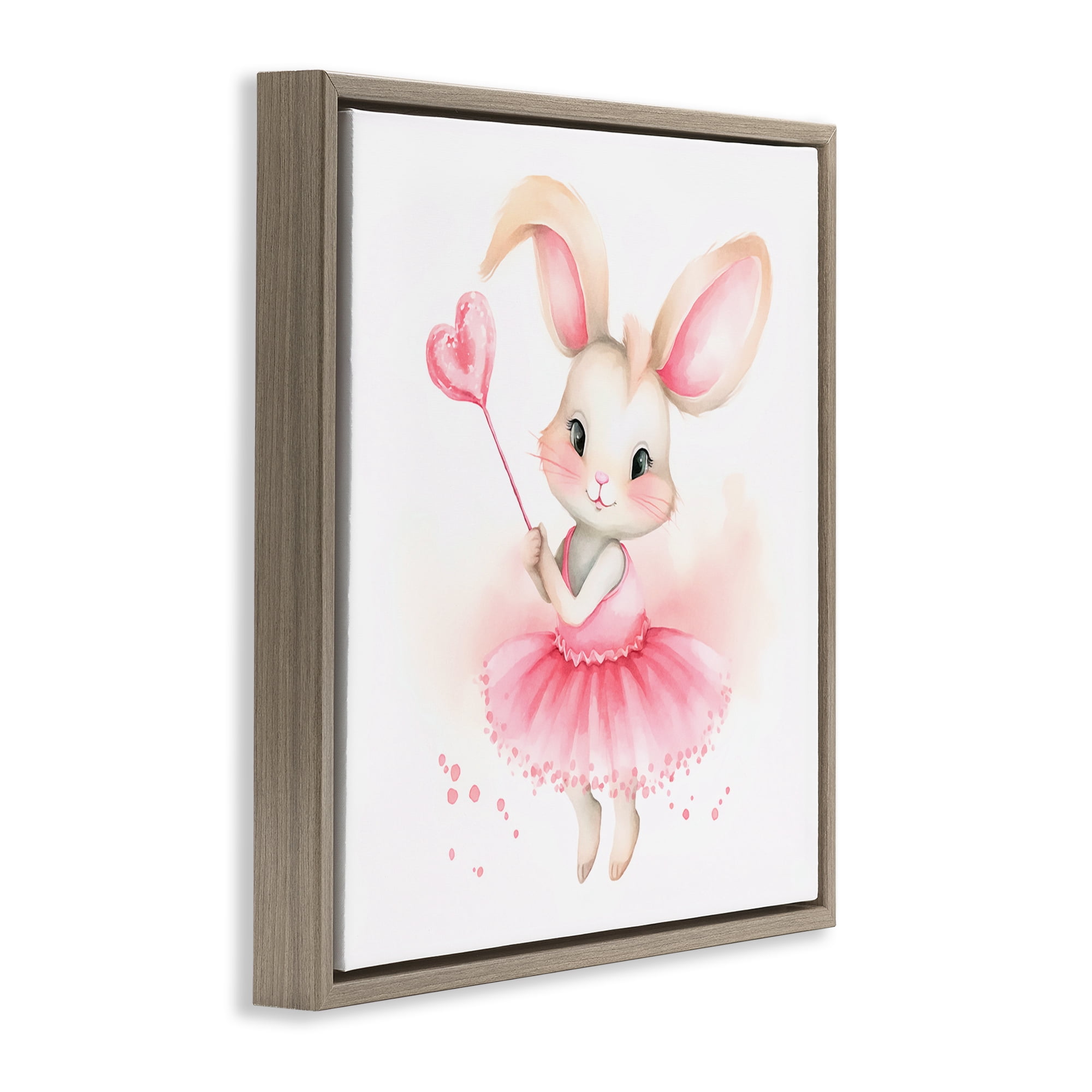 Stupell Industries Ballerina Bunny with Wand Animals Painting Brown Floater Framed Canvas Art Print Wall Art, 25 x 25