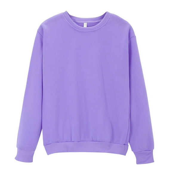 Hot Sale!!Women's Solid Color Round Neck Oversized Sweatshirt Loose Fit Long Sleeve Light Sweatshirt Loose Blouse Oversized Sweatshirt for Women