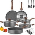 thumbnail image 1 of juego de ollas y sartenes antiadherentes, juego de ollas de granito, bateria de cocina antiadherente 18 piezas, ollas de cocina de aluminio, color gris, 1 of 4
