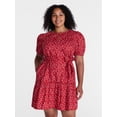 thumbnail image 2 of Time and Tru Women's and Women's Plus Cotton Mini Dress with Puff Sleeves, Sizes XS-4X, 2 of 6