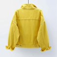 thumbnail image 4 of Women Spring And Autumn Coats Warm Solid Long Sleeve Denim Jacket Outerwear_Special Gift, 4 of 5