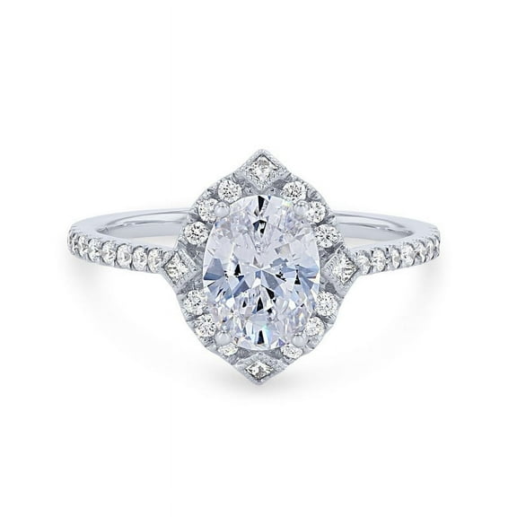 Diamond-Capitals 2.25 Carat Beautiful Oval Cut Moissanite Anniversary Ring for Women Solid 14K White Gold Size 7