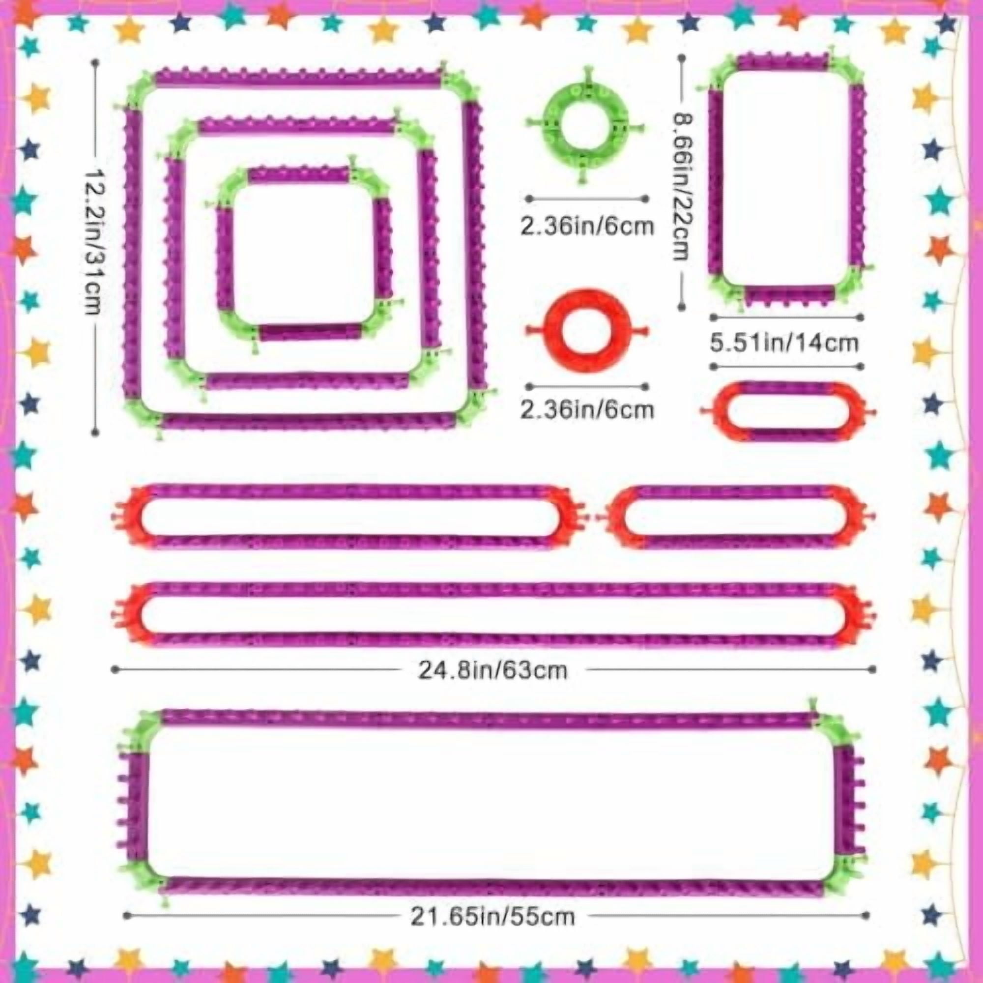 Adjustable Knitting Looms Set -Customized Sizes for Your Project-Afghan Loom- Loom-Sock Scarf Loom-Hat Loom for Crocheting-Crochet Loom with Loom Knitting Book Hook Needle (All-in-one)