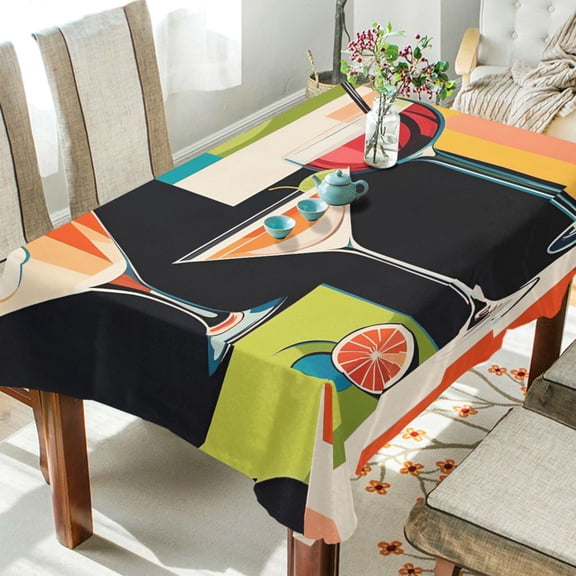 Yayeee Tablecloths 54" x 54" Rectangle Wrinkle Resistant Party Table Cover, Art Cocktails