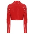 thumbnail image 4 of CHICTRY Womens Lapel Patent Leather Jacket Motorcycle Costume Wet Look Long Sleeve Cropped Coat Red M, 4 of 7
