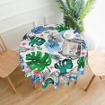 thumbnail image 2 of Tropical Palm Leaves Tablecloth Round 60 Inch Summer Flora Tablecloth Washable Blue Green Banana Leaf Table Cloth for Kitchen Dinner Room Holiday Picnic Party Camping Patio Indoor Outdoor Home Decor, 2 of 6